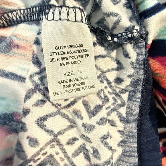 Source Unknown Strapless Dress with Navy and Multicolor Pattern - Picture 4 of 5